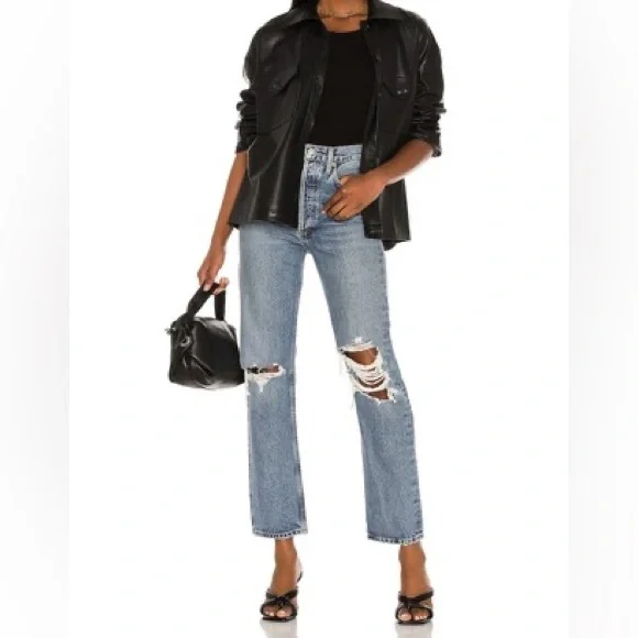 Agolde 90's Pinch Waist High Rise Distressed Jeans-Size 28 - Picture 1 of 16